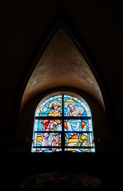 母亲玛丽,约瑟夫和婴儿耶稣墙玻璃装饰
